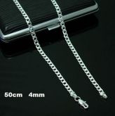 Corrente Masculina 50cm 4mm Largura Folheada Prata 925